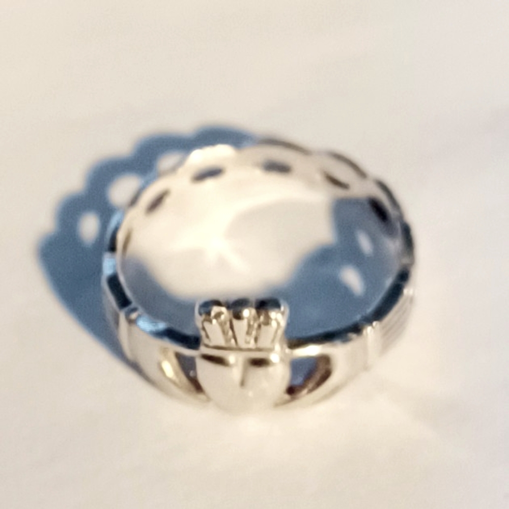 Sterling Silver 925 SD Solvang Ireland Etched Claddagh Ring Size 7.5